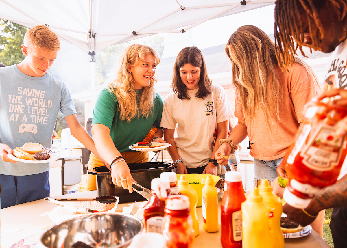 Students at an Institute cookout