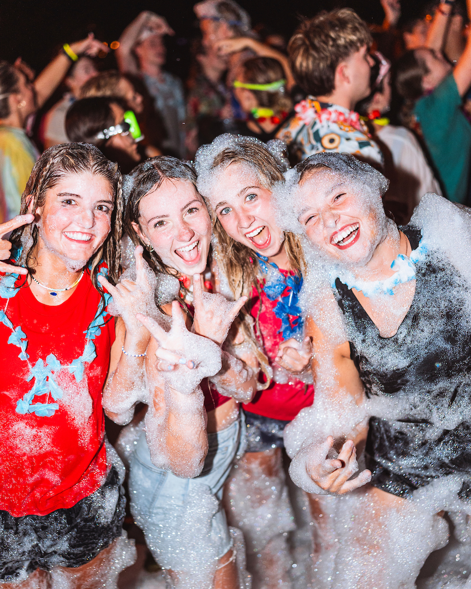 Students at welcome back beach bash