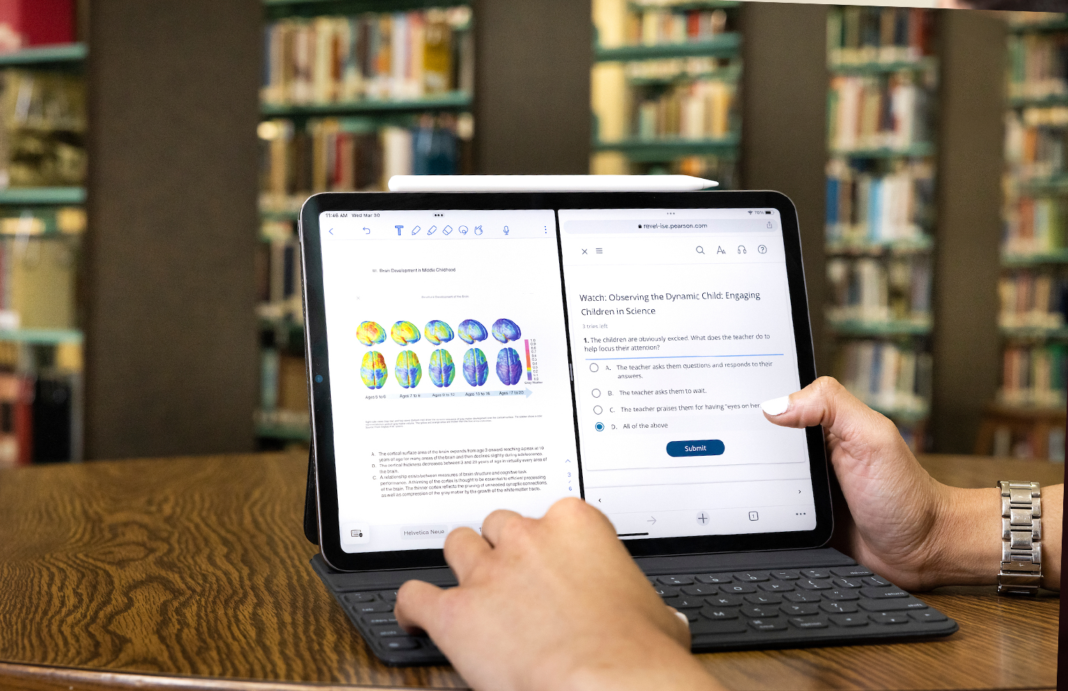 Science homework on an iPad