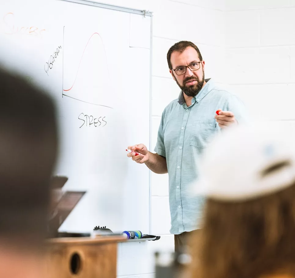 Professor Whitehead teaching a Psychology class.