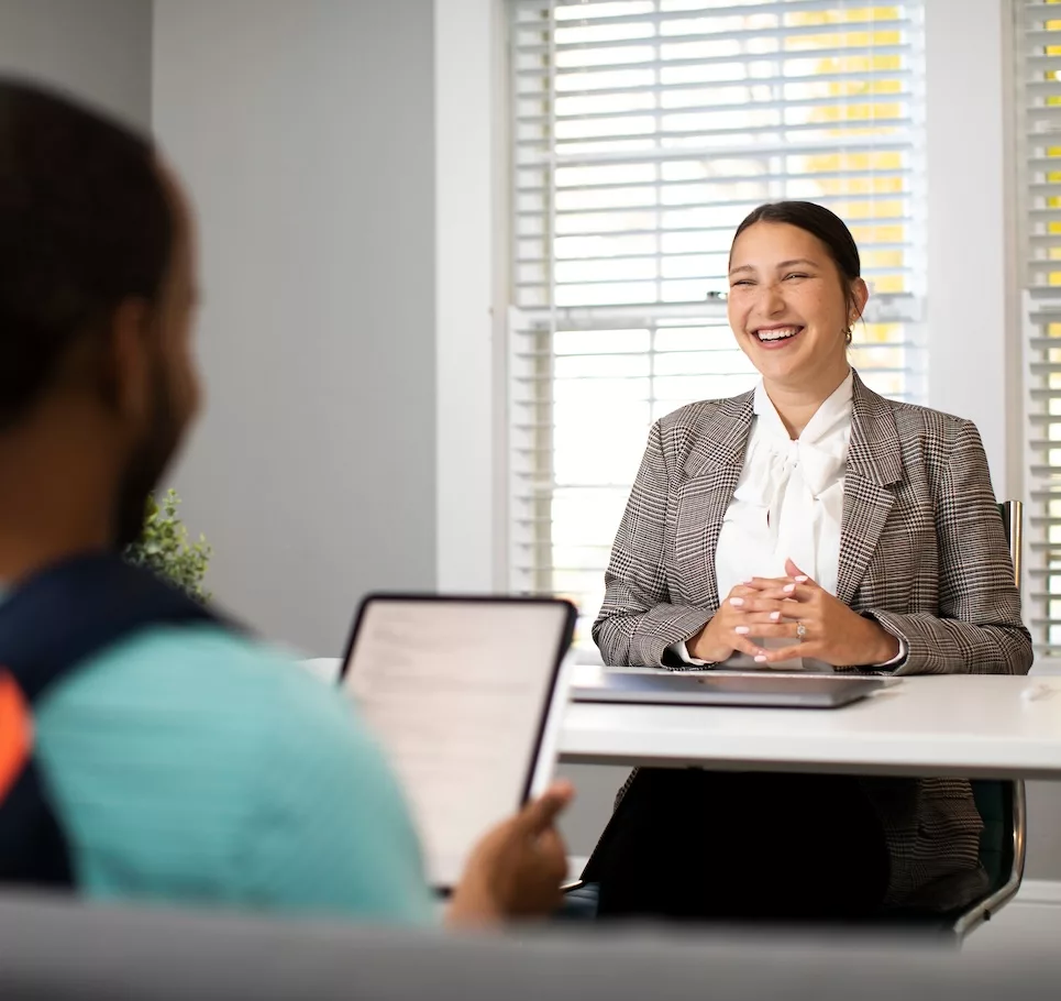 Student meeting with Career Services.