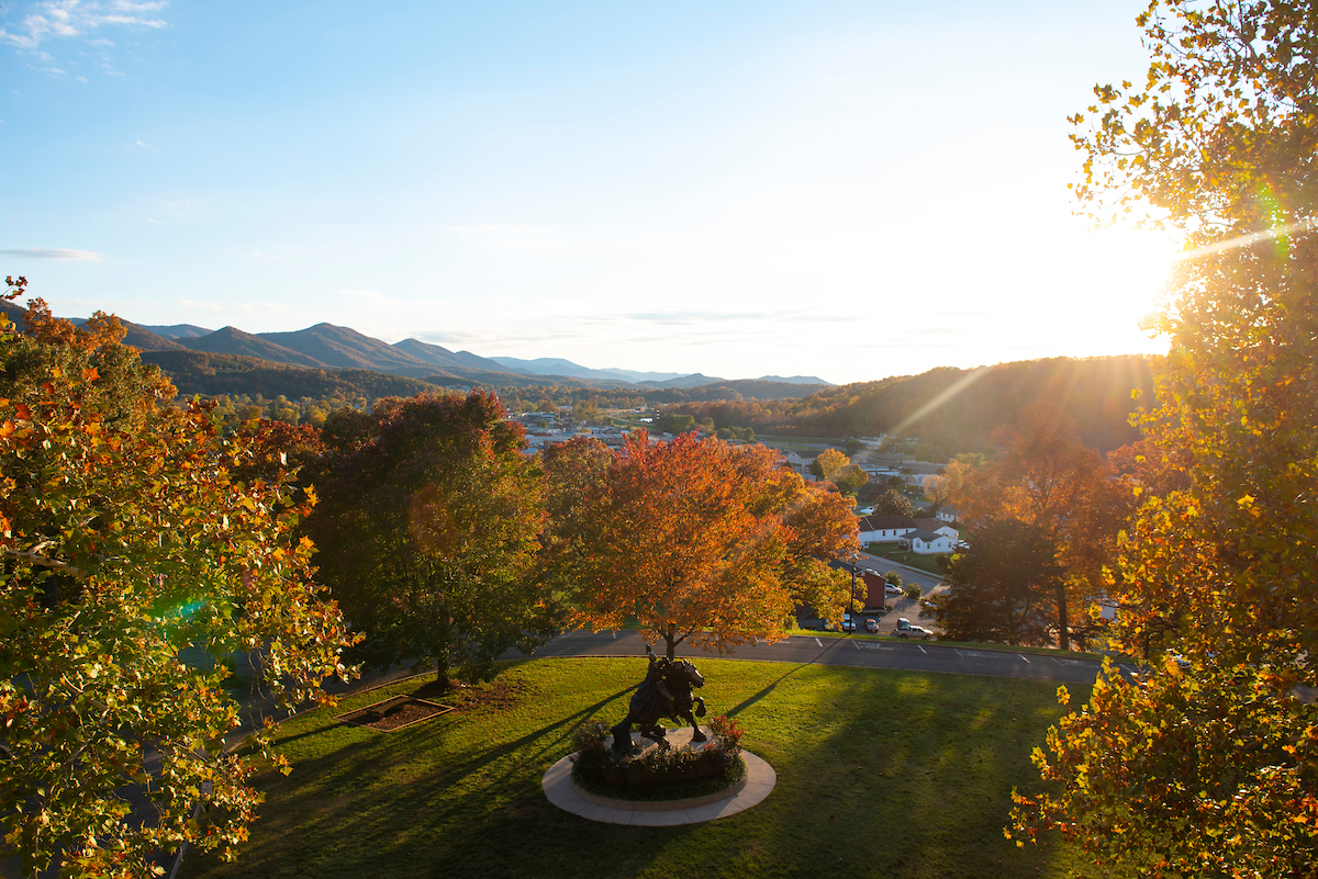 Knight statue in Fall.